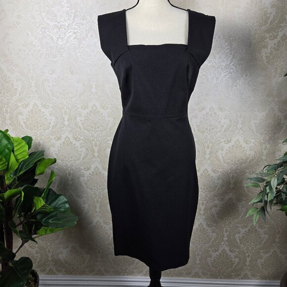 Roland Mouret for Banana Republic Size 10 Black Bodycon Sheath Dress Square Neck - Picture 1 of 9